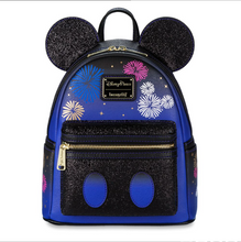 Load image into Gallery viewer, Disney Mini Backpack Ears Key Set Mickey Mouse Cinderella&#39;s Castle Main Attraction Fireworks Loungefly
