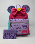 Disney Parks Mini Backpack Minnie Mouse Mad Tea Party Loungefly with Custom Cardholder