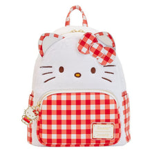 Load image into Gallery viewer, Sanrio Mini Backpack Hello Kitty Fuzzy Gingham Loungefly
