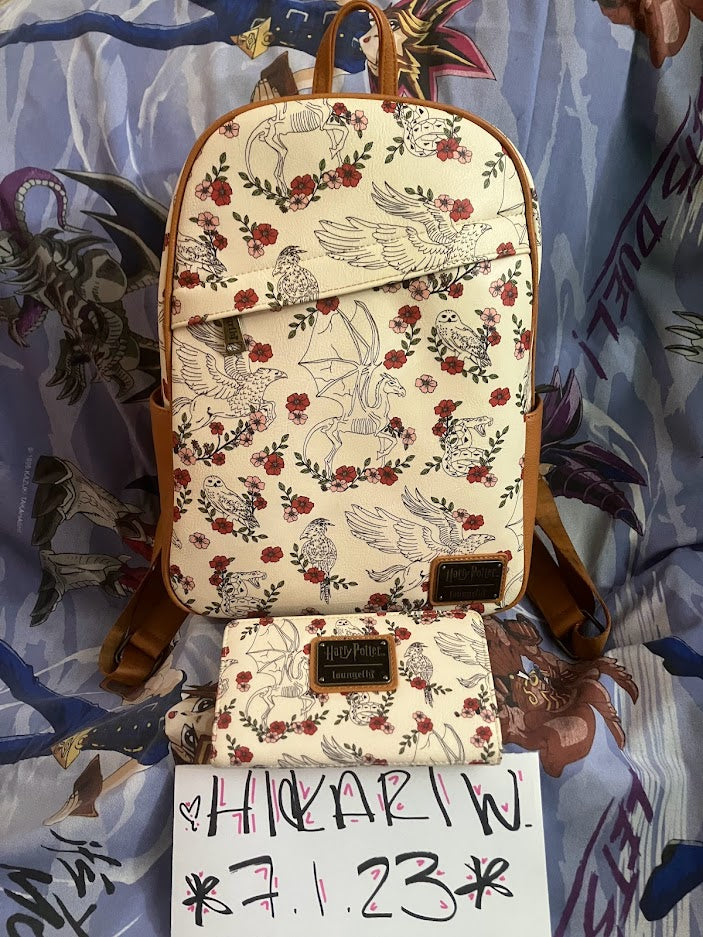 Harry Potter Mini Backpack Wallet Set Magical Creatures Loungefly - EUC