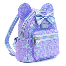 Load image into Gallery viewer, Disney Mini Backpack Minnie Mouse Purple Sequin Loungefly
