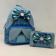 Load image into Gallery viewer, Disney Mini Backpack Wallet Set Cinderella Sequin Loungefly
